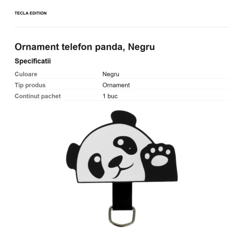 Ornament telefon urs panda, Negru [2]