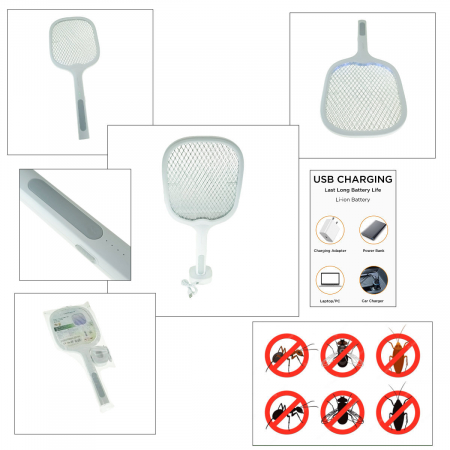 Paleta anti-insecte cu lampa UV, Esperanza Insect Killer Swatter UV Blaster 95598, actionare automata sau manuala, dimensiuni 52 x 22 x 3 cm, gri [2]