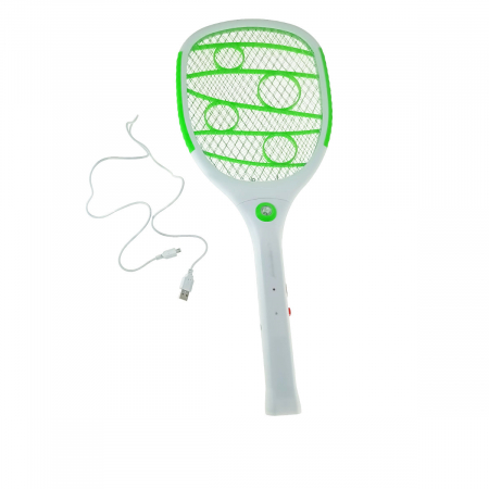 Echipament protectie - Paleta anti-insecte cu lanterna, Esperanza Insect Killer Swatter 3in1 Bluntman, 95596, alb cu verde