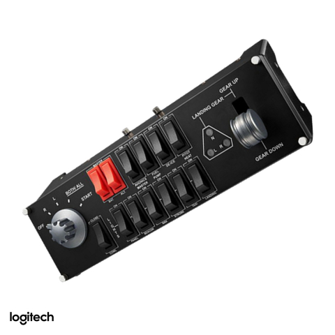 Volane si simulatoare - Panou de comutatoare Logitech G Flight Simulator Switch Panel pentru simulatoare de zbor, selector magneto, maneta de tren de aterizare, USB, negru, 945-000012