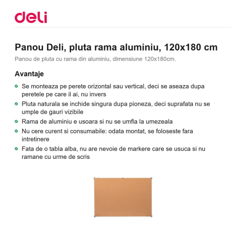 Panou Deli, pluta rama aluminiu, 120x180 cm [1]