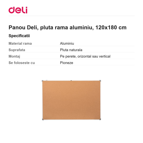 Panou Deli, pluta rama aluminiu, 120x180 cm [2]