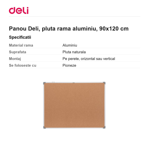 Panou Deli, pluta rama aluminiu, 90x120 cm [2]