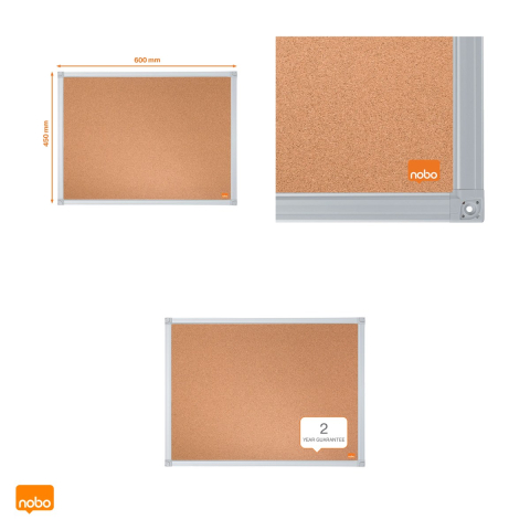 Panou din pluta Nobo Essentials, rama din aluminiu, montare prin colturi sau suporturi de suspendare, 60x45 cm [3]