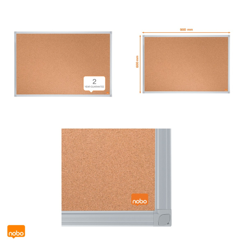 Panou din pluta Nobo Essentials, rama din aluminiu, montare prin colturi sau suporturi de suspendare, 90x60 cm [3]