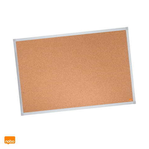 Sisteme de afisare si prezentare - Panou din pluta Nobo Essentials, rama din aluminiu, montare prin colturi sau suporturi de suspendare, 90x60 cm