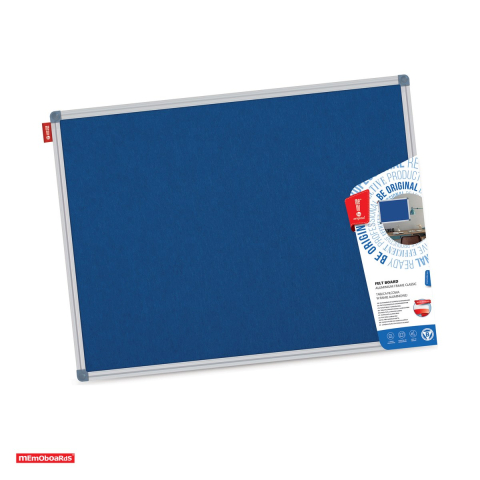 Sisteme de afisare si prezentare - Panou textil Memoboards Memo Be, rama din aluminiu anodizat, montare verticala sau orizontala, 100x150 cm, albastru