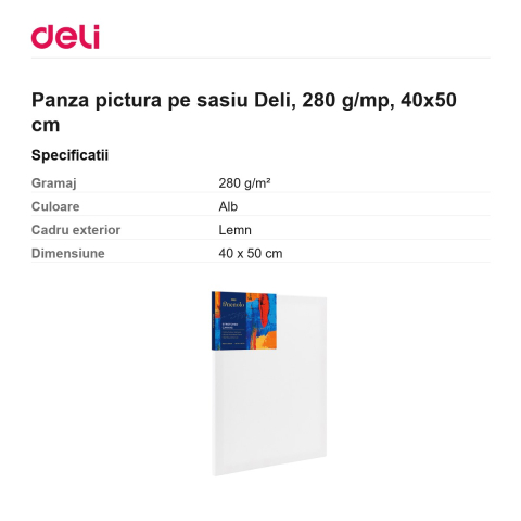 Panza pictura pe sasiu Deli, 280 g/mp, 40x50 cm [2]