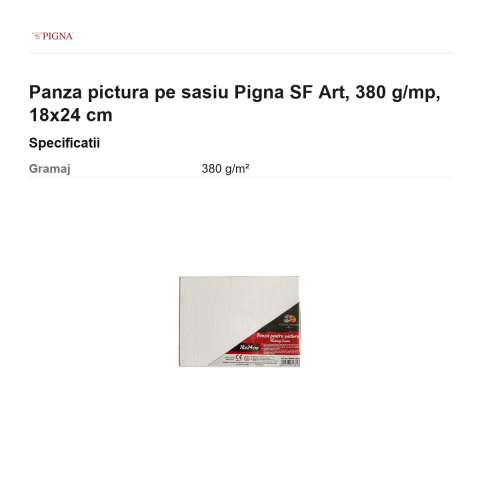 Panza pictura pe sasiu Pigna SF Art, 380 g/mp, 18x24 cm [2]