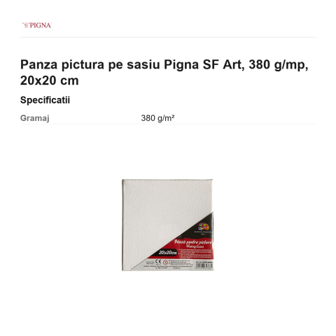 Panza pictura pe sasiu Pigna SF Art, 380 g/mp, 20x20 cm [2]