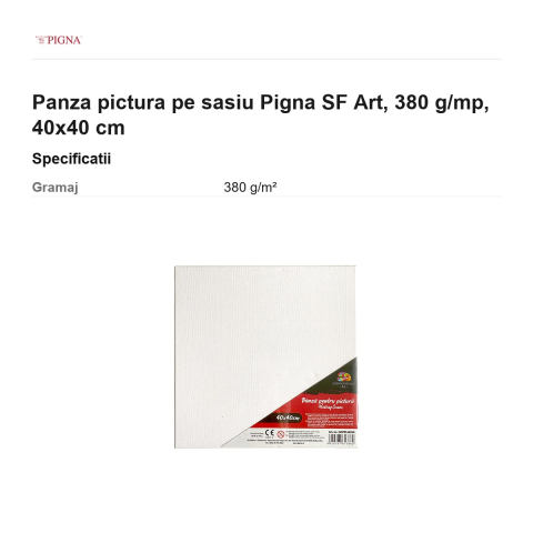 Panza pictura pe sasiu Pigna SF Art, 380 g/mp, 40x40 cm [2]