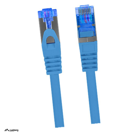 Conectica IT - Patchcord de retea Lanberg Cat.6A S/FTP, 1 m, RJ45, conductor CCA, manta LSZH, 500 MHz, pana la 10 Gb/s, testat Fluke, albastru, PCF6A-10CC-0100-B