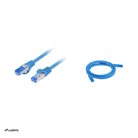 Patchcord de retea Lanberg Cat.6A S/FTP, 1 m, RJ45, conductor CCA, manta LSZH, 500 MHz, pana la 10 Gb/s, testat Fluke, albastru, PCF6A-10CC-0100-B [3]