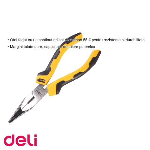 Patent cu varf lung 6 inch Deli, otel forjat carbon inalt, pentru taiere si prindere de precizie [2]