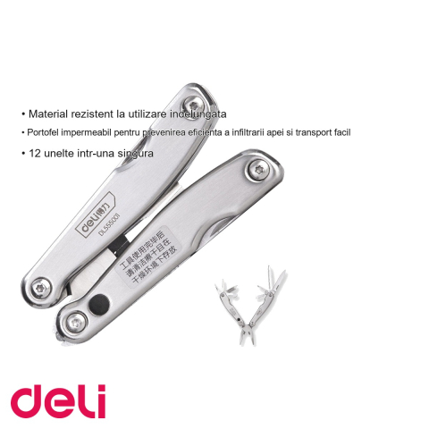 Patent metal pliabil multifunctional 12 in 1 Deli, design inovator compact, pentru uz casnic si profesional [2]