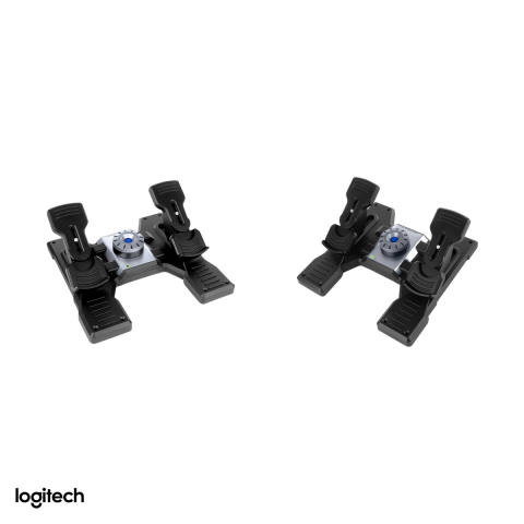 Pedale de directie Logitech G Flight Sim Rudder Pedals cu frane diferentiale, pentru simulatoare de zbor, USB, amortizare reglabila, negru, 945-000005 [3]