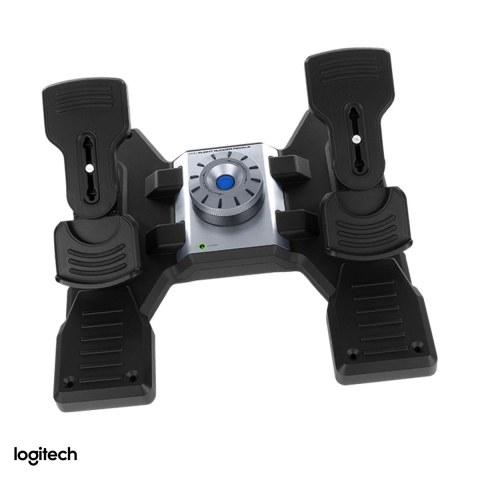 Volane si simulatoare - Pedale de directie Logitech G Flight Sim Rudder Pedals cu frane diferentiale, pentru simulatoare de zbor, USB, amortizare reglabila, negru, 945-000005