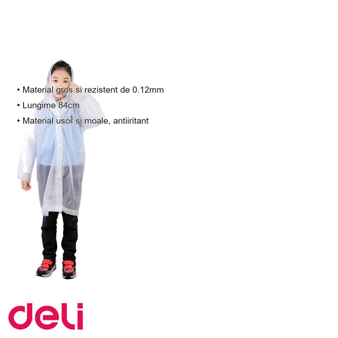 Pelerina de ploaie universala Deli pentru copii, material rezistent 0.12mm, pentru inaltime 120-160 cm [2]