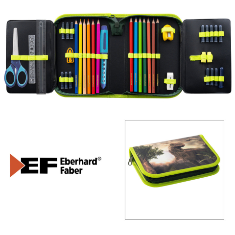 Penar Eberhard Faber model Dinozauri, echipat 42 piese, 19,6 x 13,2 x 3,4 cm, cu fermoar, asortat [2]