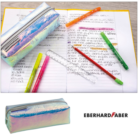Penar Eberhard Faber model Flip Flop Glitter, tubular, neechipat, 21 x 8 x 8 cm, cu fermoar, argintiu [1]