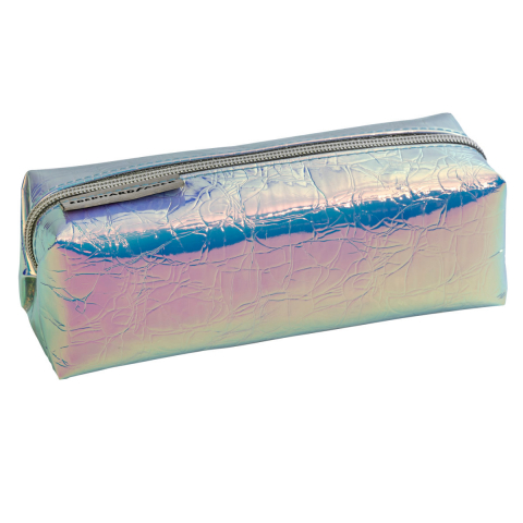 Bagaje si Accesorii - Penar Eberhard Faber model Flip Flop Glitter, tubular, neechipat, 21 x 8 x 8 cm, cu fermoar, argintiu