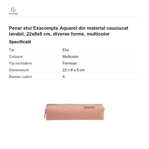 Penar etui Exacompta Aquarel din material cauciucat lavabil, 22x8x8 cm, diverse forme, multicolor [2]