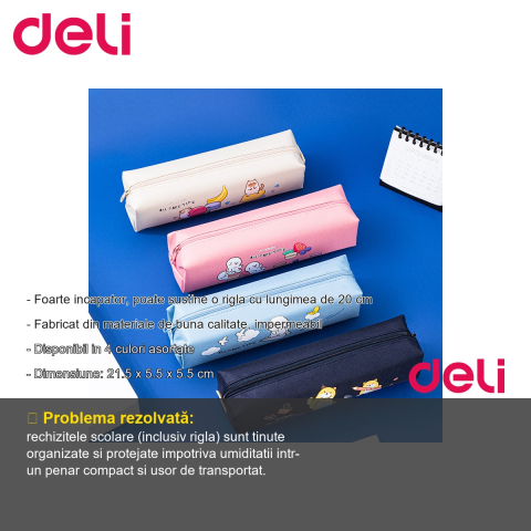 Penar etui tubular Deli Lovely, design compact si incapator, pentru scoala [1]