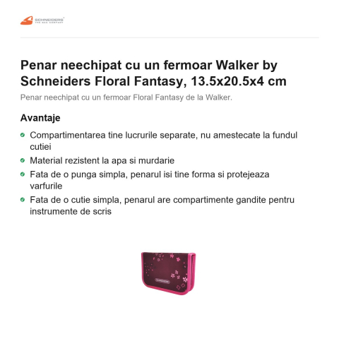 Penar neechipat cu un fermoar Walker by Schneiders Floral Fantasy, 13.5x20.5x4 cm [1]