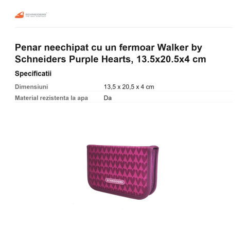 Penar neechipat cu un fermoar Walker by Schneiders Purple Hearts, 13.5x20.5x4 cm [2]