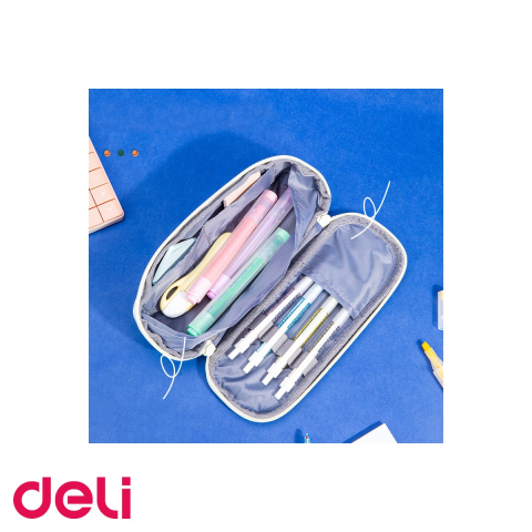 Penar oval compartimentat Deli Benetil, incapator, culori asortate, pentru scoala [3]