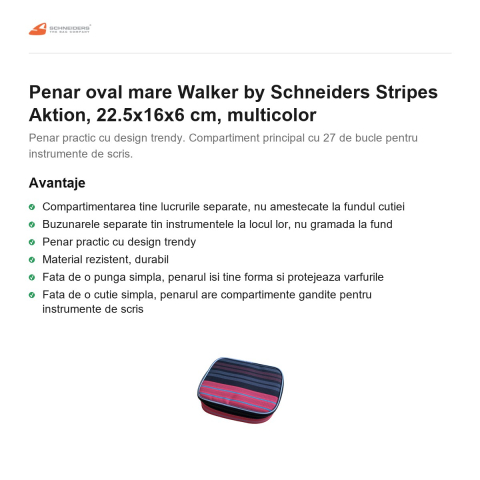 Penar oval mare Walker by Schneiders Stripes Aktion, 22.5x16x6 cm, multicolor [1]