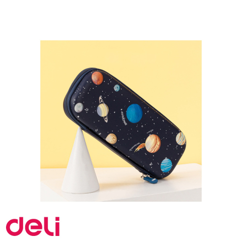 Penar oval rigid Deli Spaceship, design 3D, compartimentat, pentru scoala [3]