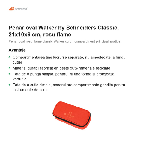 Penar oval Walker by Schneiders Classic, 21x10x6 cm, rosu flame [1]