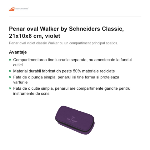 Penar oval Walker by Schneiders Classic, 21x10x6 cm, violet [1]