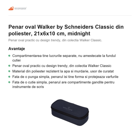 Penar oval Walker by Schneiders Classic din poliester, 21x6x10 cm, midnight [1]
