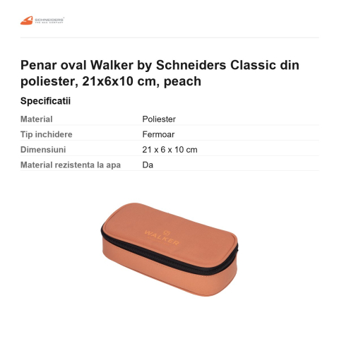 Penar oval Walker by Schneiders Classic din poliester, 21x6x10 cm, peach [2]