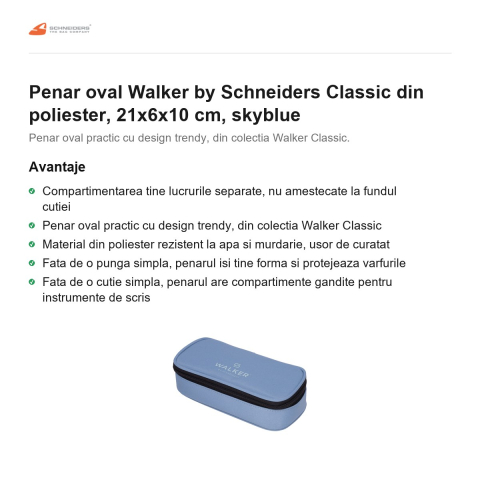 Penar oval Walker by Schneiders Classic din poliester, 21x6x10 cm, skyblue [1]