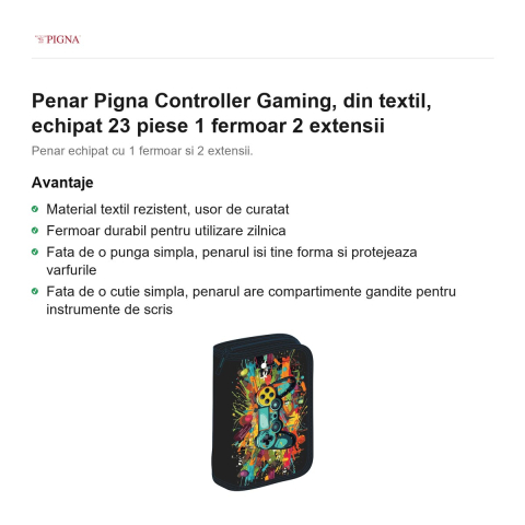 Penar Pigna Controller Gaming, din textil, echipat 23 piese 1 fermoar 2 extensii [1]
