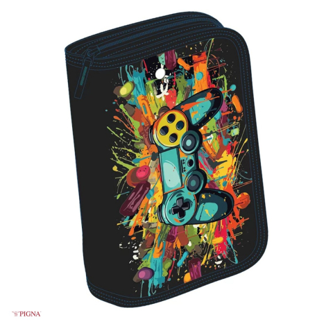 Penare scolare - Penar Pigna Controller Gaming, din textil, echipat 23 piese 1 fermoar 2 extensii