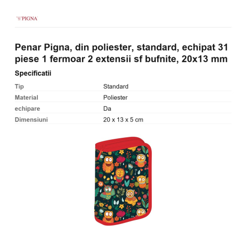 Penar Pigna, din poliester, echipat 31 piese 1 fermoar 2 extensii sf bufnite, 20x13 mm [2]