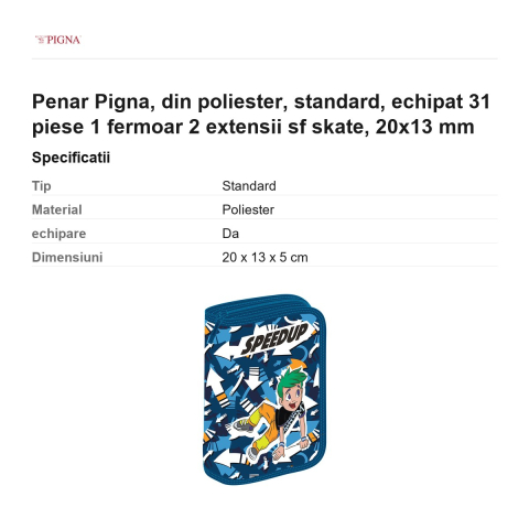 Penar Pigna, din poliester, echipat 31 piese 1 fermoar 2 extensii sf skate, 20x13 mm [2]