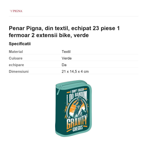 Penar Pigna, din textil, echipat 23 piese 1 fermoar 2 extensii bike, verde [2]