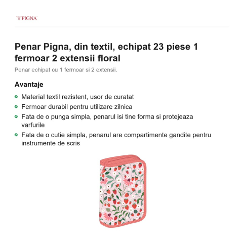 Penar Pigna, din textil, echipat 23 piese 1 fermoar 2 extensii floral [1]
