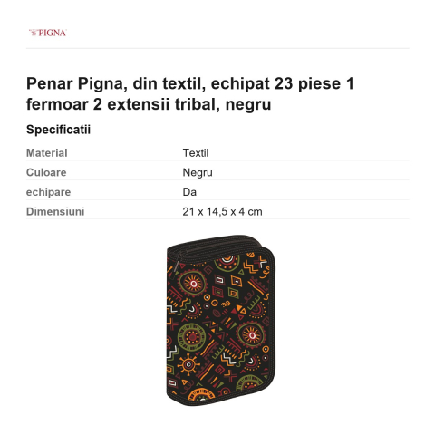 Penar Pigna, din textil, echipat 23 piese 1 fermoar 2 extensii tribal, negru [2]
