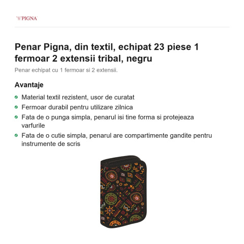 Penar Pigna, din textil, echipat 23 piese 1 fermoar 2 extensii tribal, negru [1]
