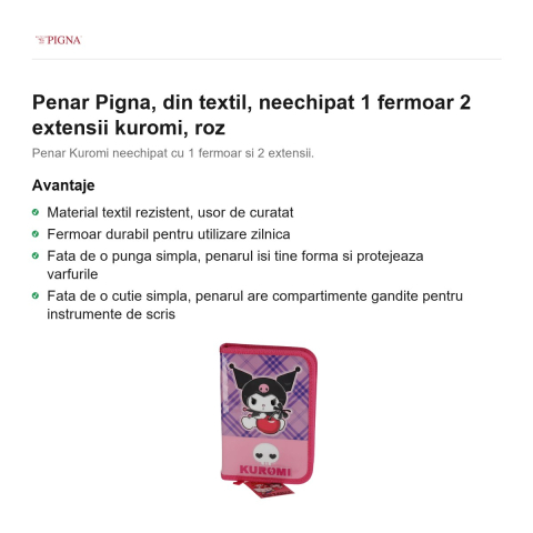 Penar Pigna, din textil, neechipat 1 fermoar 2 extensii kuromi, roz [1]