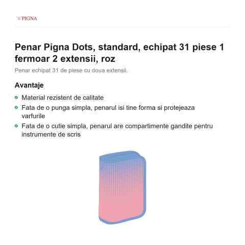 Penar Pigna Dots, echipat 31 piese 1 fermoar 2 extensii, roz [1]