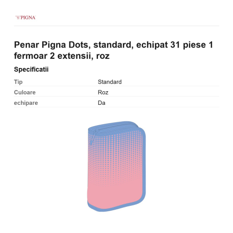 Penar Pigna Dots, echipat 31 piese 1 fermoar 2 extensii, roz [2]