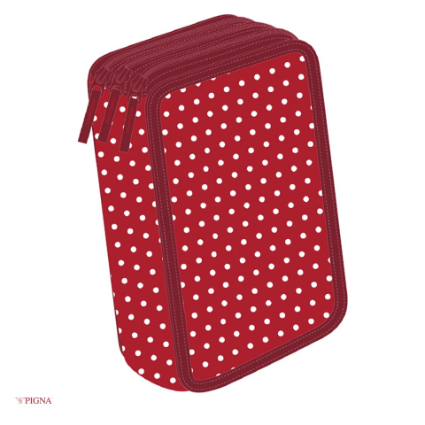 Organizare si arhivare - Penar Pigna Dots, echipat 33 piese 3 fermoare, rosu