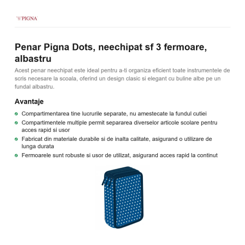Penar Pigna Dots, neechipat sf 3 fermoare, albastru [1]